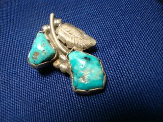 Ultra Rare Navajo Turquoise Native American Sterling Silver Brooch