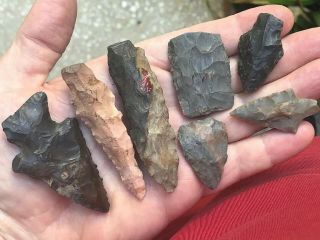 7 More Rare Old Ancient Native American Indian Tribal Point Arrowheads