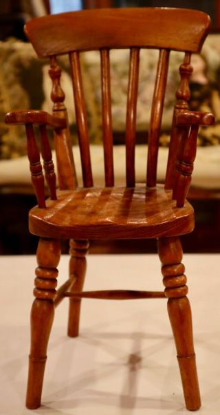 Antique Rare 12 " Tall Chestnut Chair For Doll Or Teddy Bear,  Great For Display