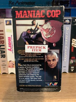 Maniac cop vhs Rare 80’s Cult Classic 2