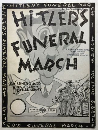1943 Rare Rallying Wwii Sheet Music W/caricature Hitler 