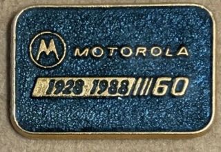 Motorola Rare Lapel Pin 1988 Anniversary 60 Years Green Black Gold Telecom Usa
