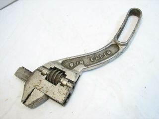 Rare Antique 1903 Patent Ellis Adjustable Wrench Tool Curved Handle Flex Head