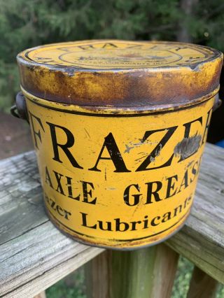 Rare 1900 ' s Antique Frazer Grease HORSE & BUGGY GRAPHIC Metal Oil Can Gas Sign 2