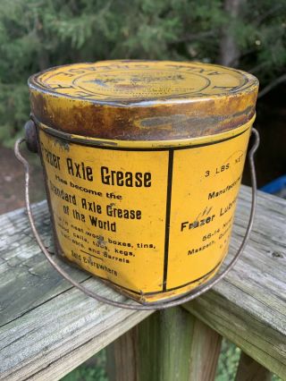 Rare 1900 ' s Antique Frazer Grease HORSE & BUGGY GRAPHIC Metal Oil Can Gas Sign 3