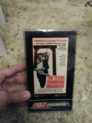 The Texas Chainsaw Massacre Vhs Wizard Video Rare Horror Full Flap Box
