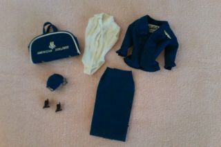 Vintage Barbie Doll Stewardess Outfit : Skirt,  Blouse,  Jacket,  Hat,  Shoes,  Bag