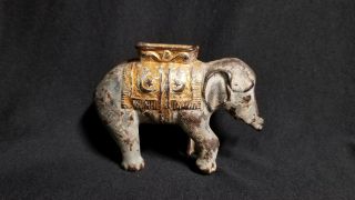 Antique A C Williams Cast Iron Elephant Still Coin Bank - 1920 