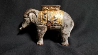 Antique A C Williams Cast Iron Elephant Still Coin Bank - 1920 ' s 3