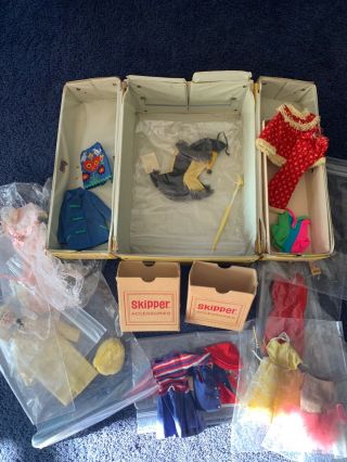 Vintage Skipper Doll Case With Some Clothing And Accessories
