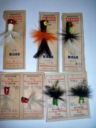 7 Vintage Marathon Fly Lure Popping Old Tackle Box Find Old Stock