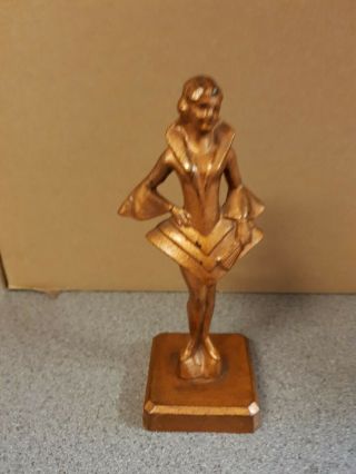 1920s Art Deco Cast Iron Figurine.  Finished In Gold Burnish.  Regd No - 603677
