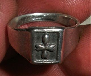 Antique C.  1920 Art Nouveau Victorian Sterling Silver Cross Ring Vafo