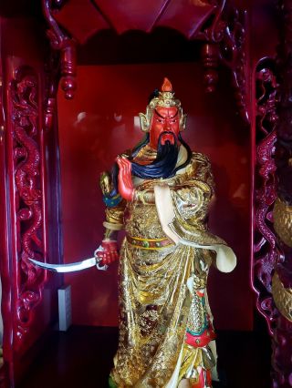 26 " Chinese Colour Porcelain Guan Yunchang Gong Yu Warrior God Guangong Dragon