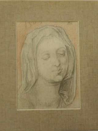 RARE Old Master Drawing Female Portrait 2