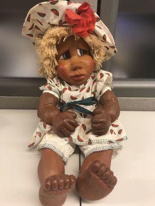 Vintage Naber Baby “alma” Watermelon Wooden Baby Doll Wooden Hang Tag