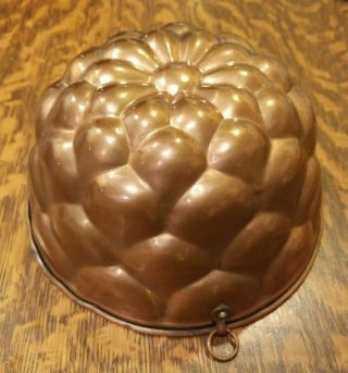 Antique Copper Tin Lined Food Jello Cake Mold Vintage