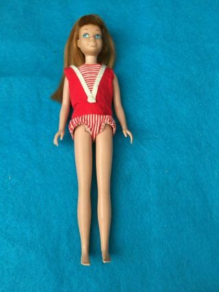Vintage Titian (red Head) Skipper Doll Gorgeous Shiny Hair,  Orig Suit Nm