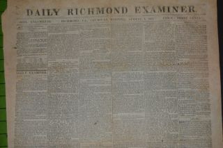 Rare Richmond VA Confederate States Civil War Newspaper Aug 1861 Slave Ads 2