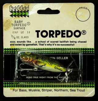 Heddon Vintage Baby Torpedo Lure 2 1/2 - Inch 3/8 Oz.  0361 Lc 1 - Made In Usa