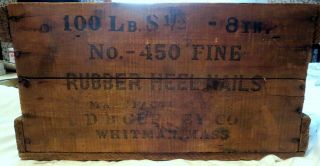 Antique D.  B.  Gurney Co Whitman,  Massachusetts Rubber Heel Nails Wooden Box/crate