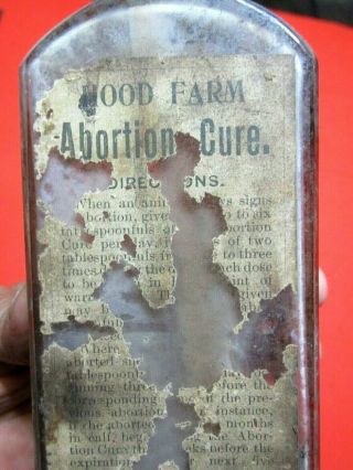 Antique Abortion Cure Apothecary Bottle Glass Quack Rare Medicine Hood