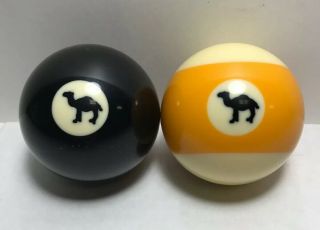 Rare Vintage Joe Camel Tobacco Pool Balls 8 Eight Ball & 9 Nine Ball Collectible