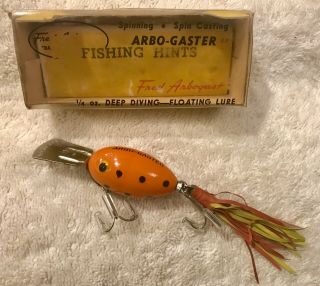 Fishing Lure Fred Arbogast Arbo Gaster Rare Color & Cond Orange Tackle Box Bait