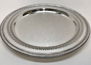 Lovely 12 " Wm.  Rogers Silver Plated Ornate Pierced Round Tray 170