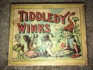 Tiddledy Winks 4058 Vintage Game Milton Bradley Co Rare Usa Made 1900’s Antique
