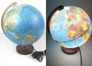 World Globe Scan Globe A/s Denmark Wood Base Lights Up Dia 30 Cm See Details
