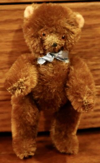 Antique 5 " Schuco Fully Jointed Mohair Miniature Teddy Bear W/glass Eyes W/tag