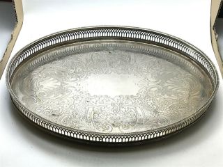 Large Vintage 16 " Inch Silver Plated Serving Platter Tray