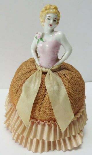 Vintage Porcelain Half Doll Pincushion