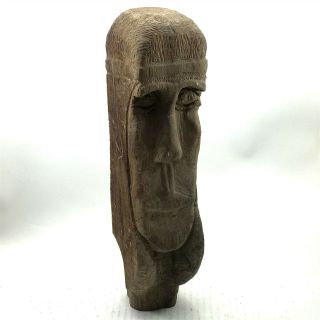Large Vintage Hand Carved Wooden Model - Mans Face 14 " Inches Tall
