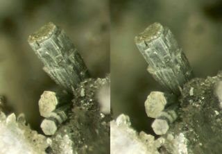 Very rare Ewaldite micro - crystals with Donnayite - (Y) “caps” - Mont Saint - Hilaire 3