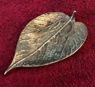 Vintage Brass Leaf Dish By Virginia Metalcrafters Paper Mulberry Leaf Cw 3 - 27