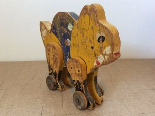 Antique Wooden Cat Pull Toy