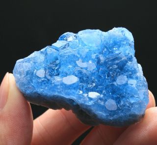 58g Rare Transparent Blue Cube Fluorite & Calcite Mineral Specimen/china 94
