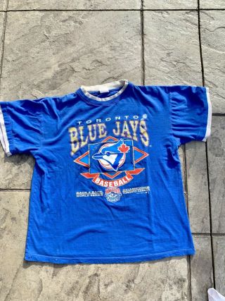 Vintage Rare 1994 Mlb Toronto Blue Jays World Series Champions Shirt Blue Size L