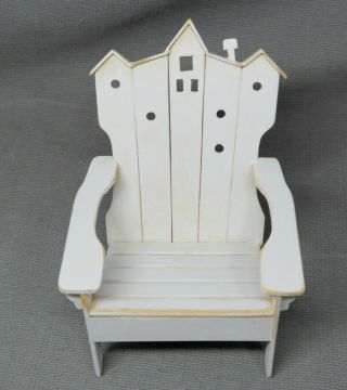 Vintage Wooden Adirondack Chair w House Skyline - Dollhouse Miniature 1:12 2