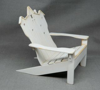 Vintage Wooden Adirondack Chair w House Skyline - Dollhouse Miniature 1:12 3
