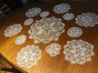 Set Of 13 Vintage Table Place Mats Coaster Embroidery Crochet?