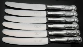 Kings Pattern Set Of 6 Silver Plated Handle Side Dessert Knives Butler Sheffield