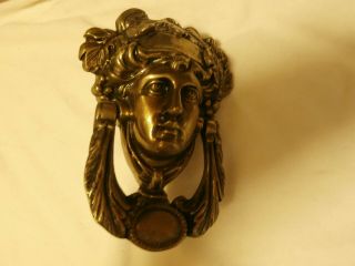 Vintage Large Heavy Cast Bronze " Goddess " Door Knocker Nos