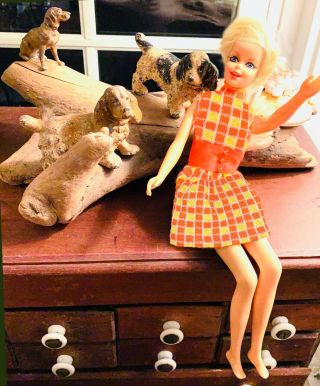 Vintage " Francie " 1965 Mod Orange & Yellow Dress (doll Not)