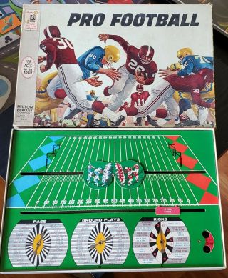 Vintage Pro Football Board Game By Milton Bradley 1964 Rare 100 Complete