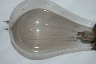 Rare Antique Double Loop Light Bulb T H Base Blown Glass Tip 3
