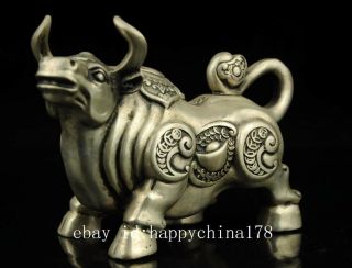 chinese hand carved cow and Sycee copper plating silver statue collectibles e02 2