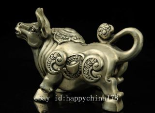 chinese hand carved cow and Sycee copper plating silver statue collectibles e02 3
